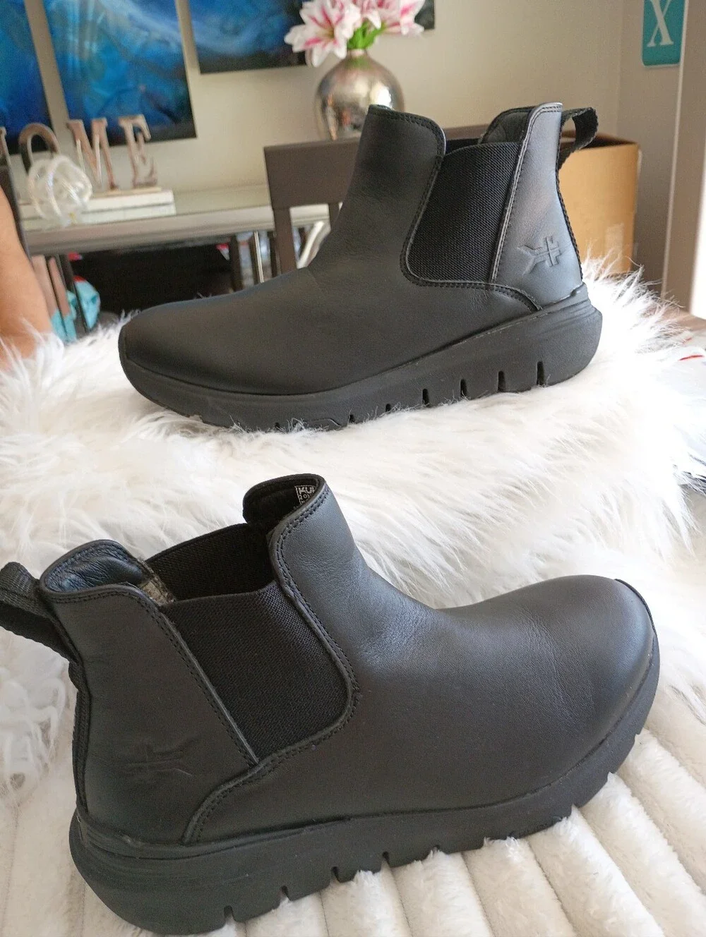 KURU Flex Astra Black Leather Ankle Boots with Plantar Fascitis Arch Support 9